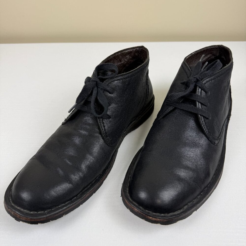EUC John Varvatos Black Leather Lace Up Chukka Boots